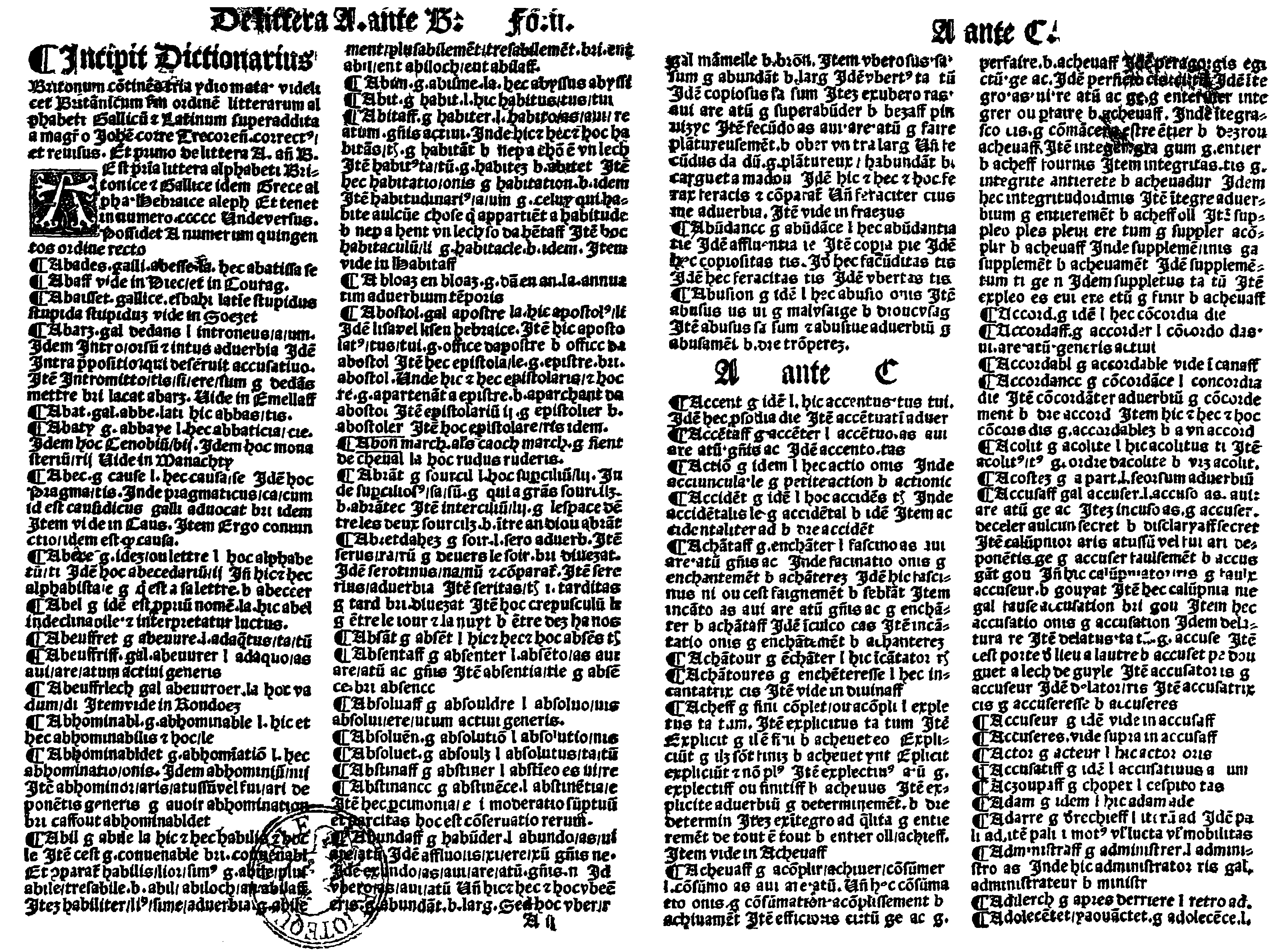 Extrait de l'édition de Jehan Corre - début XVIème siècle - Bibliothèque nationale de France